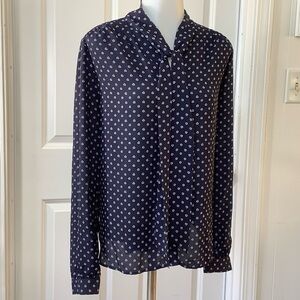 J.Crew casual blouse neck tie top lightweight siz Large